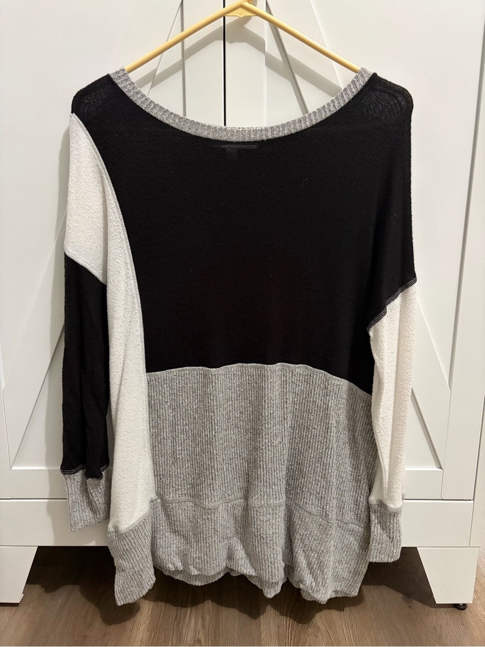 Adyson Parker Colorblock Crew Sweater - Black, White & Gray